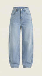 Jeans da donna a gamba larga con chiusura a bottone