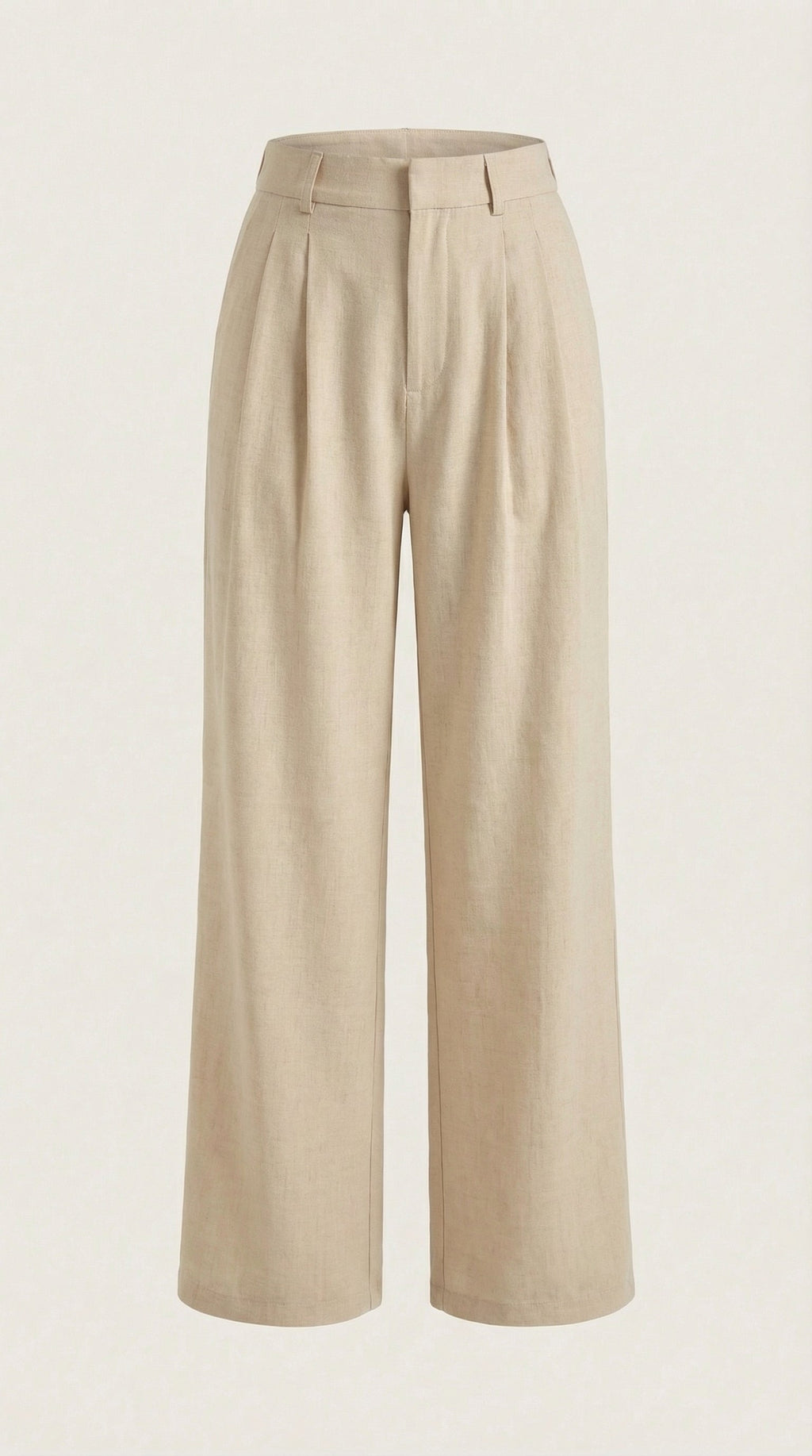 Pantaloni da donna a vita alta con pieghe frontali e gamba larga