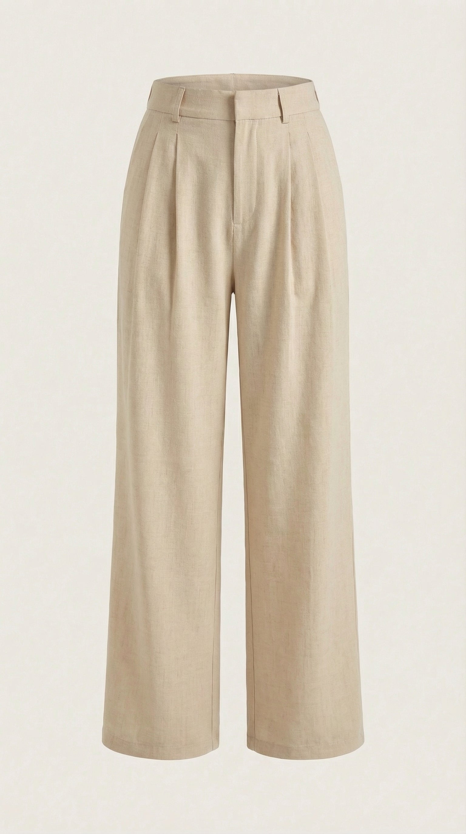 Pantaloni da donna a vita alta con pieghe frontali e gamba larga