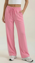 Pantaloni sportivi da donna a gamba larga con righe laterali