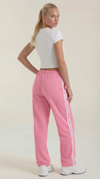 Pantaloni sportivi da donna a gamba larga con righe laterali