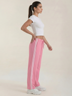 Pantaloni sportivi da donna a gamba larga con righe laterali